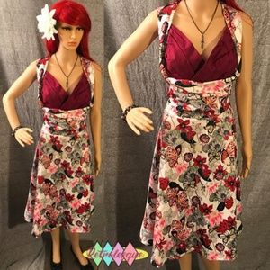 Burgundy Floral Ophelia Swing Dress- NWOT